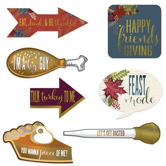 Beistle Friendsgiving Photo Fun Foil Signs, 2 Packs of 7